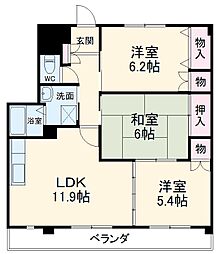名古屋市営東山線 星ヶ丘駅 バス18分 梅森台三丁目下車 徒歩3分の賃貸マンション 1階3LDKの間取り