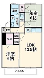 JR総武線 市川駅 徒歩21分の賃貸アパート 2階2LDKの間取り
