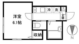 西武新宿線 沼袋駅 徒歩7分の賃貸マンション 3階1Kの間取り