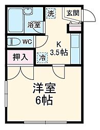 東京メトロ有楽町線 地下鉄成増駅 徒歩10分の賃貸アパート 1階1Kの間取り