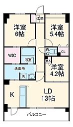 JR総武線 市川駅 徒歩13分の賃貸マンション 2階3LDKの間取り