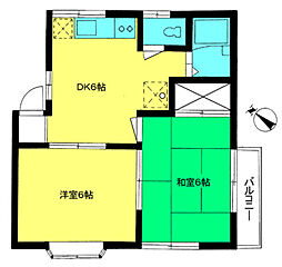 JR高崎線 上尾駅 徒歩14分の賃貸アパート 1階2DKの間取り
