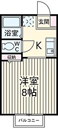 ワンルームＳ−1 2階1Kの間取り