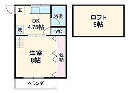 クラシカル姫子2 2階1DKの間取り