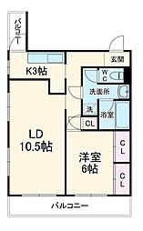 名古屋市営名城線 自由ヶ丘駅 徒歩2分の賃貸マンション 4階1LDKの間取り