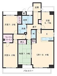 名古屋市営東山線 東山公園駅 徒歩2分の賃貸マンション 7階4LDKの間取り