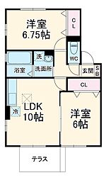 埼玉新都市交通 東宮原駅 徒歩11分の賃貸アパート 1階2LDKの間取り