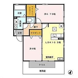 JR高崎線 鴻巣駅 徒歩11分の賃貸アパート 1階2LDKの間取り