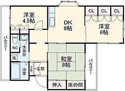 JR高崎線 上尾駅 徒歩10分の賃貸マンション 4階3LDKの間取り