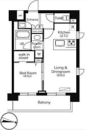 西武新宿線 下落合駅 徒歩1分の賃貸マンション 6階1LDKの間取り