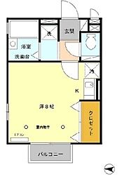 フジ 2階ワンルームの間取り