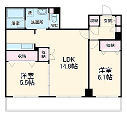 JR総武線 市川駅 徒歩13分の賃貸マンション 2階2LDKの間取り