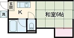 京王線 上北沢駅 徒歩10分の賃貸アパート 2階1Kの間取り