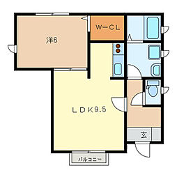 メイプルハイツ 1LDKの間取図画像