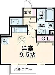 アケボノVIII 1階ワンルームの間取り