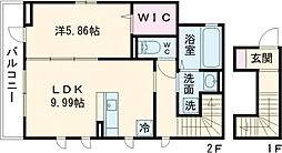 フローラ 2階1LDKの間取り