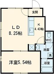 京王線 桜上水駅 徒歩6分の賃貸アパート 1階1LDKの間取り