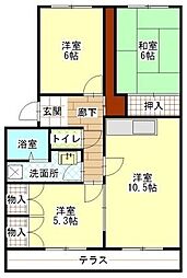 ストークマンションII 3階3LDKの間取り