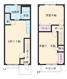 Ｂｒａｎｃｈｅ　柏森II 1階2LDKの間取り