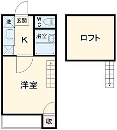メゾンα 1階1Kの間取り