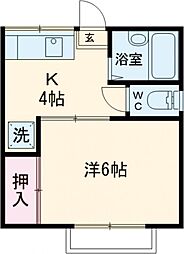 JR中央線 武蔵小金井駅 徒歩7分の賃貸アパート 1階1Kの間取り