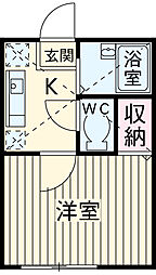 東武伊勢崎線 竹ノ塚駅 徒歩17分の賃貸アパート 2階1Kの間取り