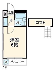 京成本線 勝田台駅 徒歩10分の賃貸アパート 1階1Kの間取り