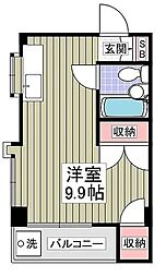 稲毛ベルハウス 2階ワンルームの間取り