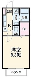 京成本線 京成大和田駅 徒歩3分の賃貸アパート 2階1Kの間取り