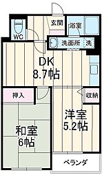 ジーエムコーポ八千代台 1階2LDKの間取り