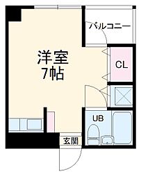 ぱれくれーるあいはら ワンルームの間取図画像