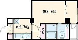 東京メトロ有楽町線 平和台駅 徒歩4分の賃貸マンション 2階1Kの間取り