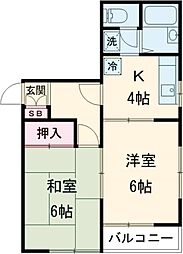 ハイムけやき 1階2Kの間取り