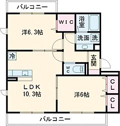 ｆｒａｍｂｏｉｓｅ 2階2LDKの間取り