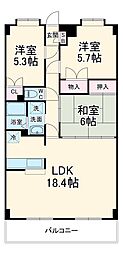 東葉高速鉄道 村上駅 徒歩2分の賃貸マンション 3階3LDKの間取り