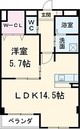 エルミタージュ 1LDKの間取図画像