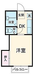 京成本線 勝田台駅 徒歩8分の賃貸アパート 1階1Kの間取り
