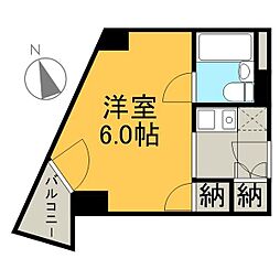 名古屋市営鶴舞線 浅間町駅 徒歩6分の賃貸マンション 11階ワンルームの間取り