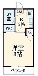 名古屋市営東山線 池下駅 徒歩5分の賃貸アパート 2階1Kの間取り