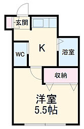 ピュアランドハイツ 1階1Kの間取り