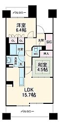 名古屋市営鶴舞線 鶴舞駅 徒歩2分の賃貸マンション 10階2LDKの間取り