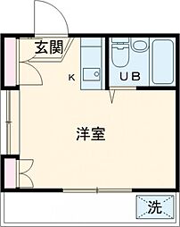 JR中央線 国分寺駅 徒歩8分の賃貸マンション 4階ワンルームの間取り