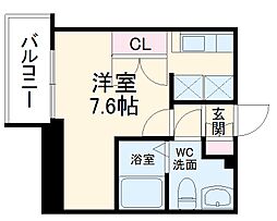 名古屋市営名城線 久屋大通駅 徒歩7分の賃貸マンション 3階ワンルームの間取り