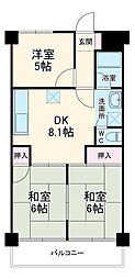 名古屋市営鶴舞線 庄内通駅 徒歩8分の賃貸マンション 3階3DKの間取り