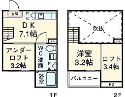 名鉄名古屋本線 栄生駅 徒歩10分の賃貸アパート 1階1DKの間取り