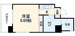 名古屋市営鶴舞線 浅間町駅 徒歩1分の賃貸マンション 4階1Kの間取り