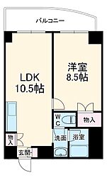 ライフステージ徳川 6階1LDKの間取り