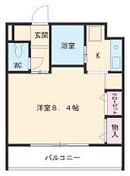 Apt.浄心 2階1Kの間取り
