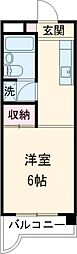 プレイリーハイムII 3階1Kの間取り