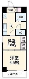 名古屋市営鶴舞線 浄心駅 徒歩18分の賃貸マンション 1階2Kの間取り